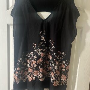 Black Top with Pink Floral Design